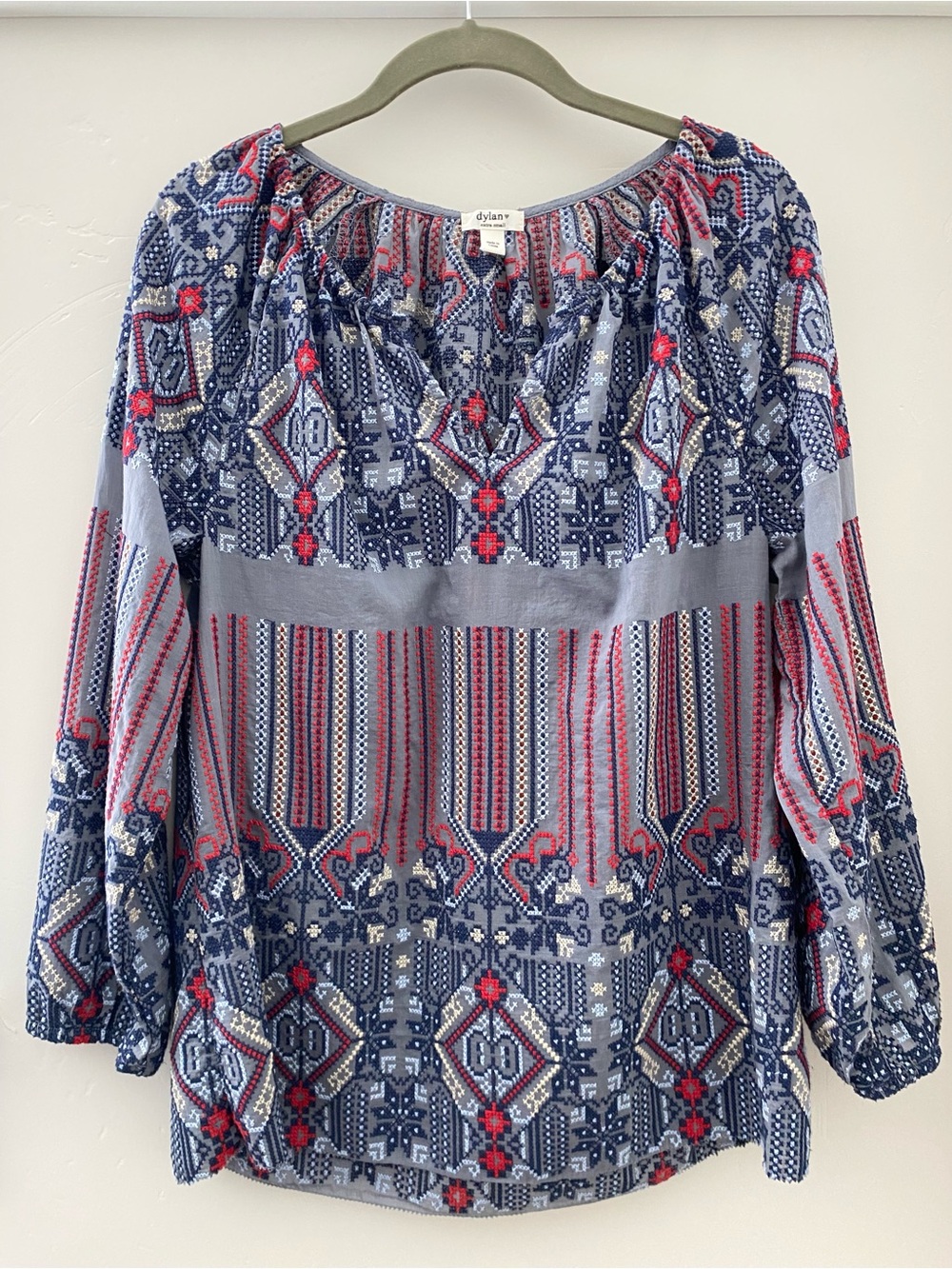Dylan Sundance Catalog Embroidered Lightweight Blouse Cotton Silk Blend XS